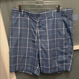 Shark Blue Checkered Men's Shorts, Slim Fit, 36, EUC